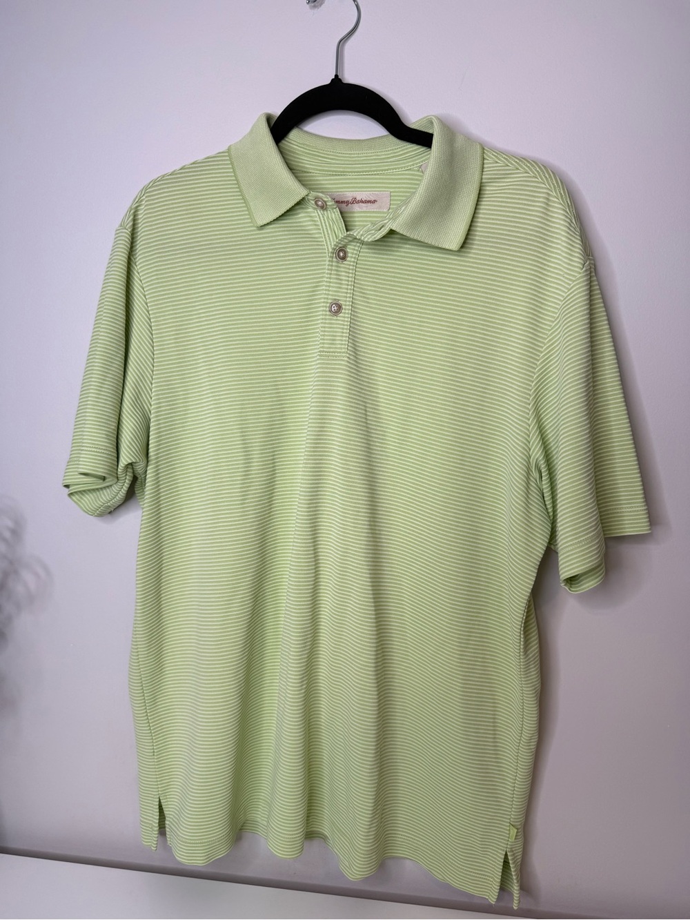 Tommy Bahama Men’s Polo Shirt Green White Stripe Size Medium